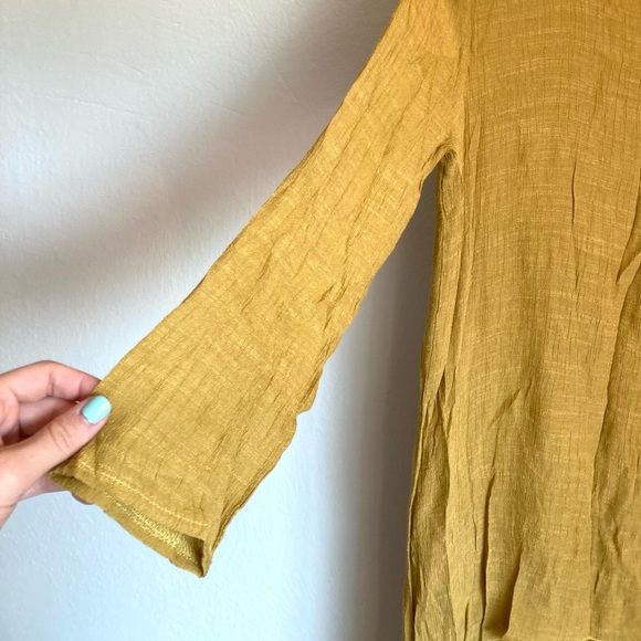 Layered Gaze Drape Boho/Bohemian Dress Mustard Yellow (M) - Picture 6 of 7